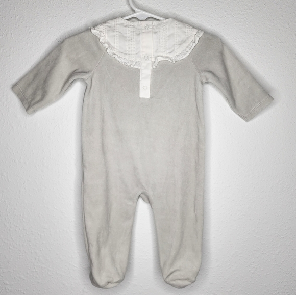 Janie and Jack Velour Sleeper One Piece Snaps Infant Baby 0-3 Months - Picture 4 of 8